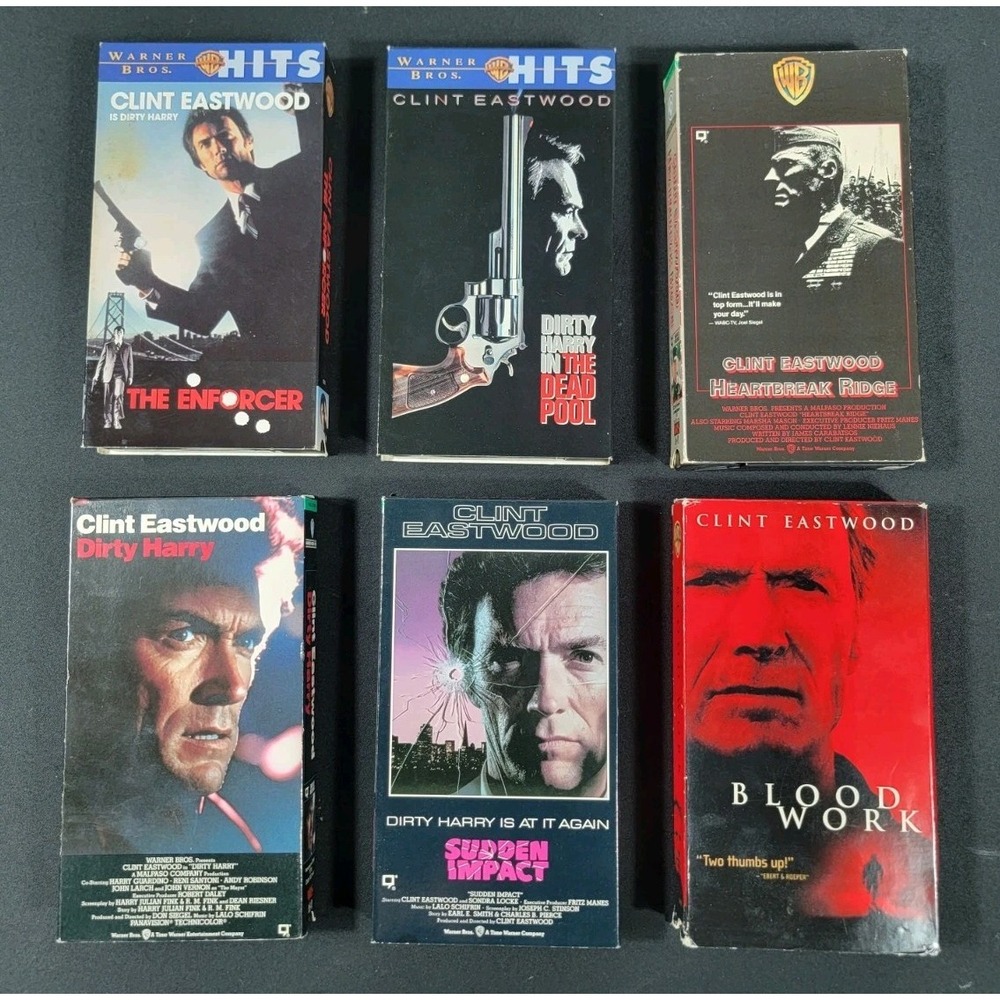 (6) Clint‎ Eastwood VHS Heartbreak Ridge Dirty Harry The Dead Pool Blood..Tested